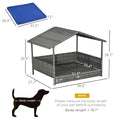 Load image into Gallery viewer, PawHut Wicker Dog House Outdoor With Canopy, Rattan Dog Bed With Water-resistant Cushion, For Small And Medium Dogs, Dark Blue